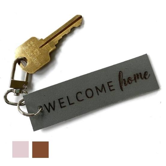 Welcome Home Leather Keychain