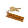 Welcome Home brown leather keychain realtor closing gifts
