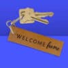 Welcome home brown leather keychains housewarming gifts
