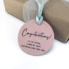 Congratulations, up to three lines of personalization leather gift tag