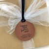 Happy new home day brown leather gift tag personalized