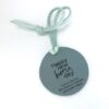 Happy new home day custom leather gift tag with mint green cord