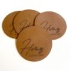 Set of four personzlied leather coasters