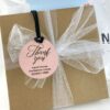 Thank you personalized custom leather gift tag in pink