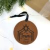 Holy star personalized leather christmas tree ornament