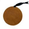 Backside of brown leather ornament