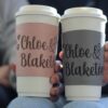 Matching personalized I love You coffee Cups wrapped in leather